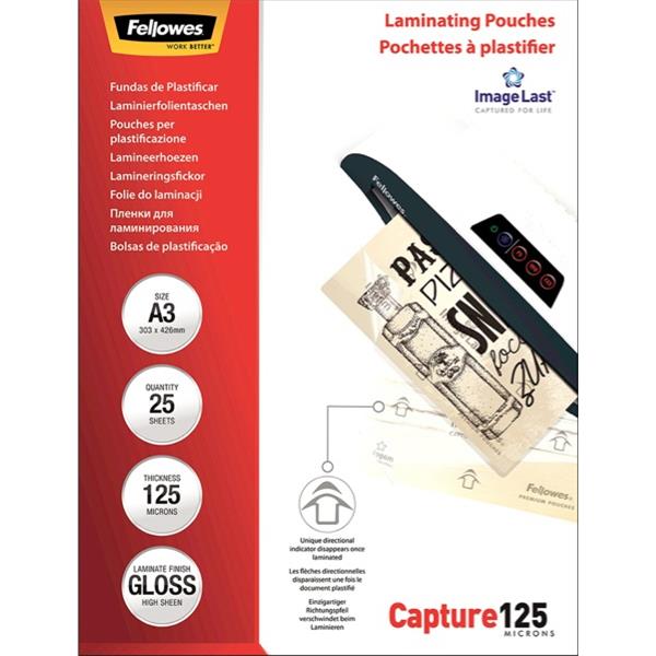 Fellowes A3 Laminating Pouches Gloss 125 Micron, Pack of 25 OfficeMax NZ