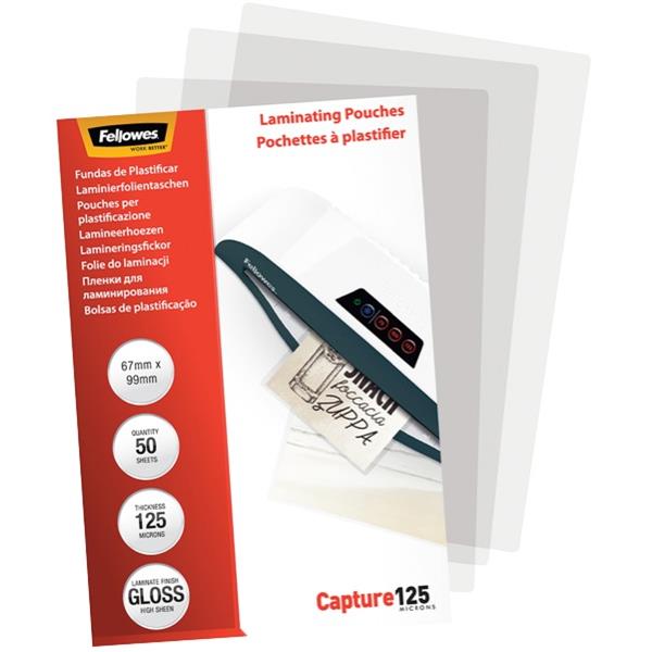 Fellowes Badge & Card Laminating Pouches 125 Micron, Pack of 50 OfficeMax NZ
