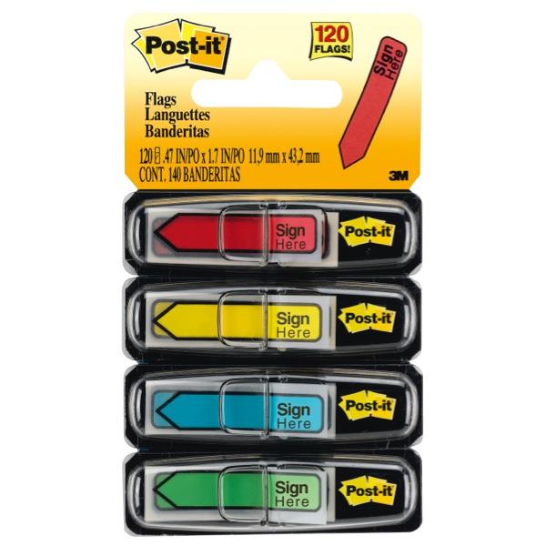 Postit® Flags 684SH Sign Here Assorted Colours 120 Flags OfficeMax NZ