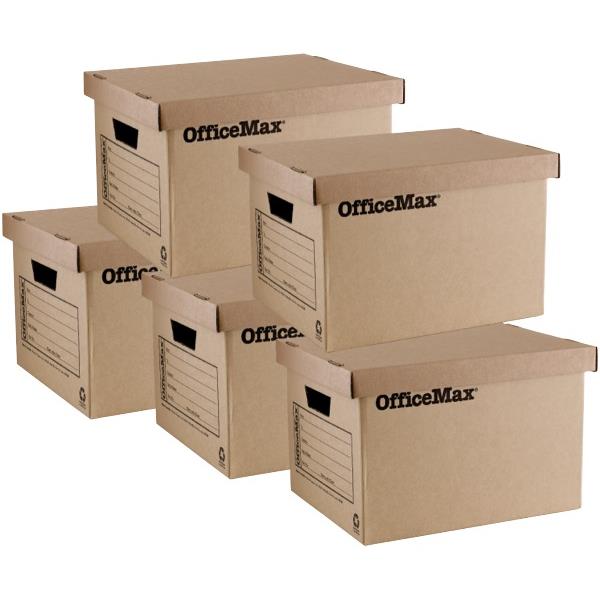 OfficeMax Recycled Archive Box 305x400x260mm, Pack of 5 OfficeMax NZ