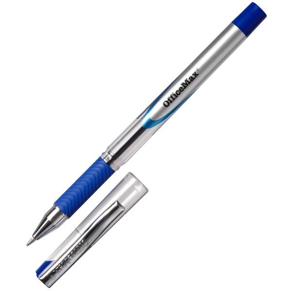 1950223 OfficeMax Blue Capped Ballpoint Pen Rubber Grip 1.0mm Medium Tip