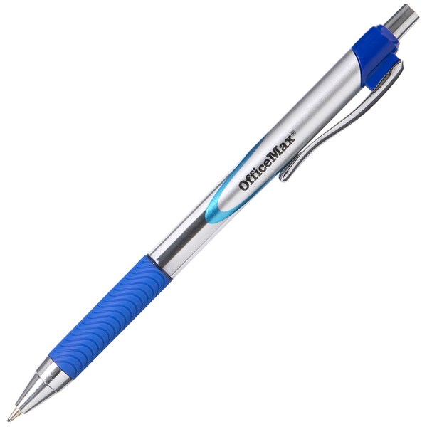 1950339 OfficeMax Blue Ballpoint Pen Rubber Grip 1.0mm Medium Tip