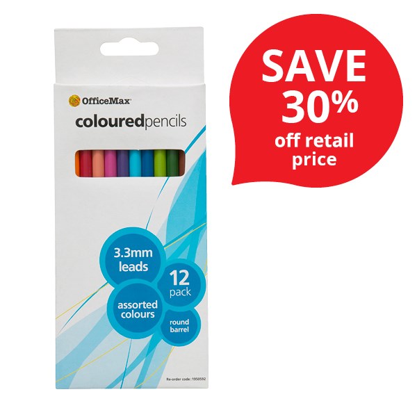 OfficeMax Coloured Pencils, Pack of 12 OfficeMax NZ
