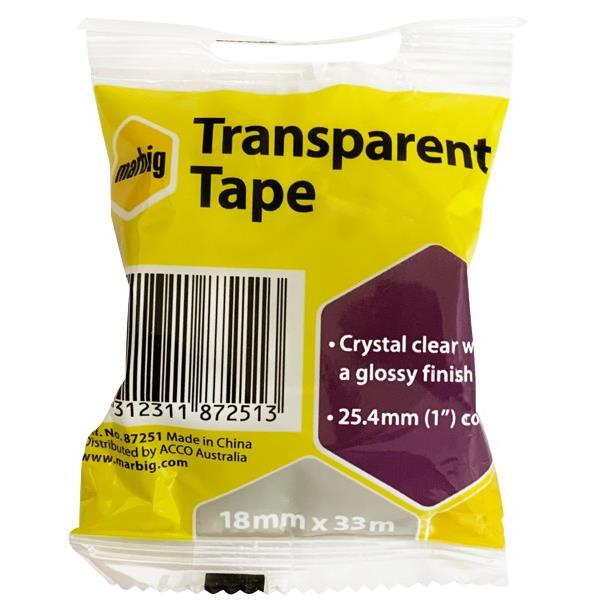 Marbig Transparent Office Tape 18mm x 33m Clear OfficeMax NZ
