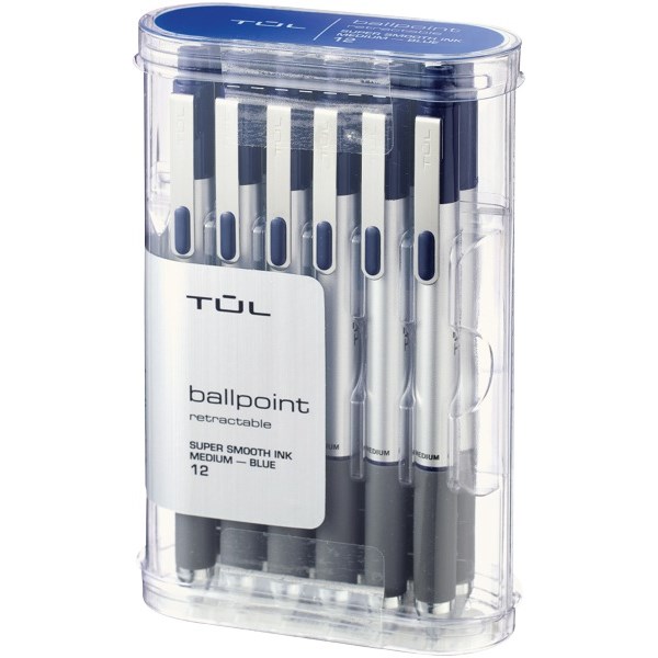 Tul Blue Retractable Ballpoint Pen Medium, Pack of 12 OfficeMax NZ