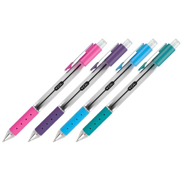 Tul Assorted Retractable Gel Rollerball Pens Bullet Medium, Pack of 4