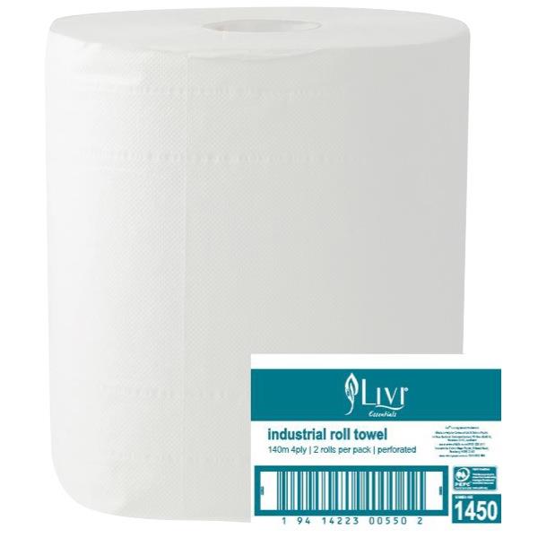 Livi Industrial Paper Towel 4 Ply White 140m 1450, Carton of 2 OfficeMax NZ