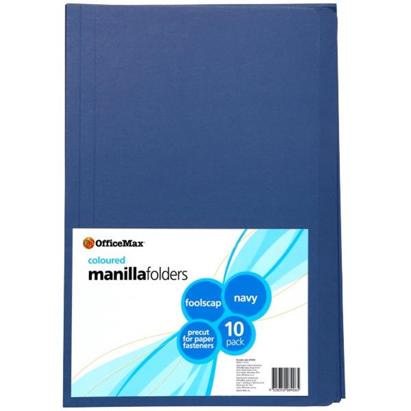 OfficeMax Manilla Folders Foolscap Navy, Pack of 10 OfficeMax NZ