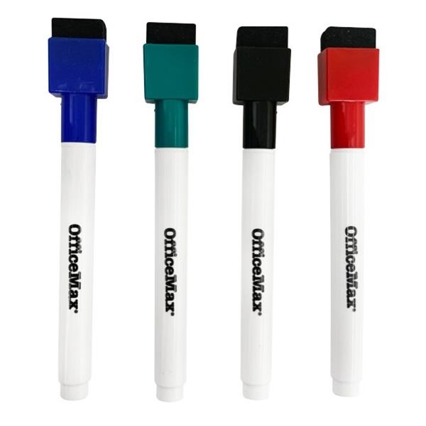 OfficeMax Mini Whiteboard Marker Eraser Assorted Colours, Pack