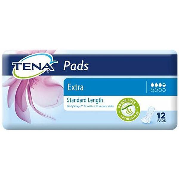 TENA Extra Incontinence Pads Standard Length, 6 Packs of 12 OfficeMax NZ