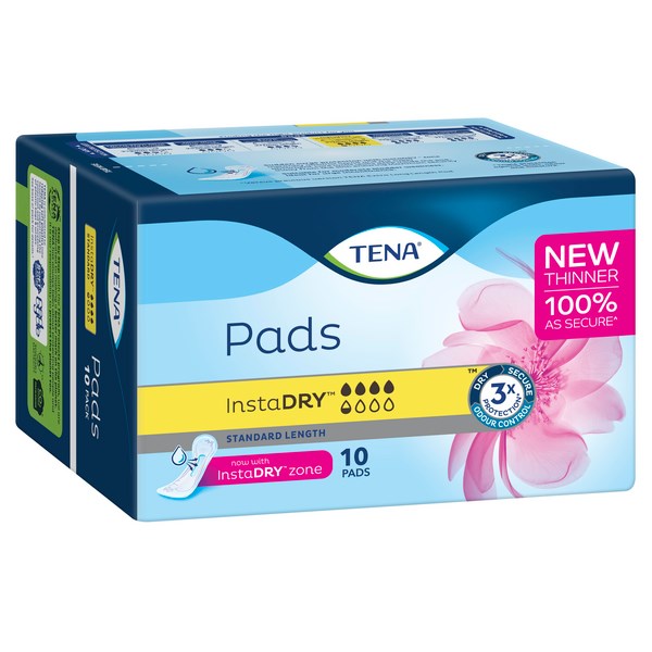 TENA Extra Incontinence Pads Women's Long Length, 6 Packs of 10