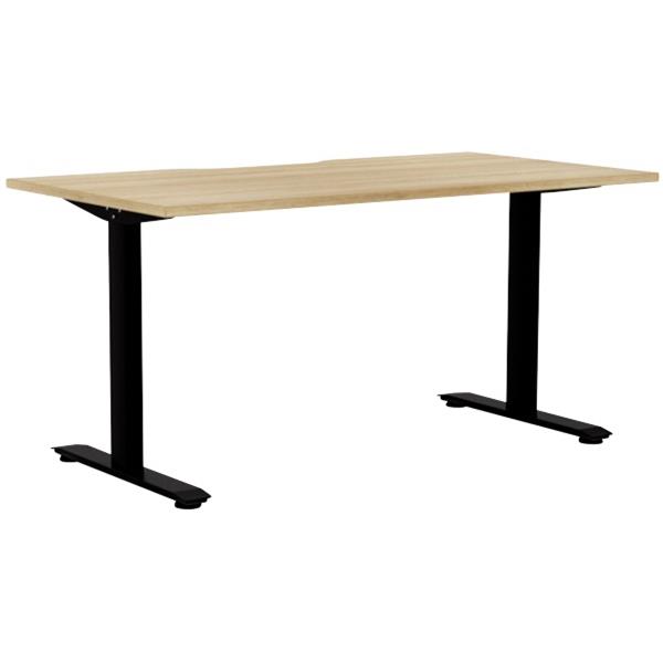 Klever Single User Desk Scallop Top 1500mm Classic Oak/Black OfficeMax NZ