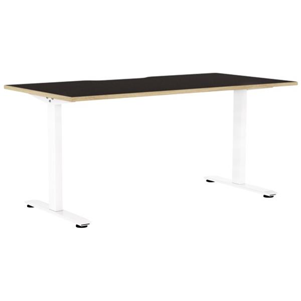 Klever Single User Desk Scallop Top 1500mm Black/Oak/White OfficeMax NZ