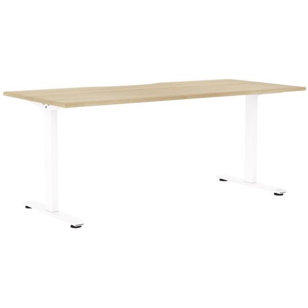 Klever Single User Desk Scallop Top 1800mm Classic Oak/White OfficeMax NZ