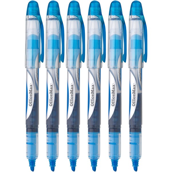 OfficeMax Blue Liquid Ink Pen Style Highlighters, Pack of 6 OfficeMax NZ