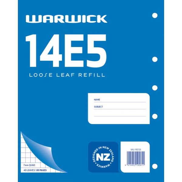 Warwick 14E5 A4 Graph Loose Leaf Refill 7mm Quad 40 Leaves OfficeMax NZ