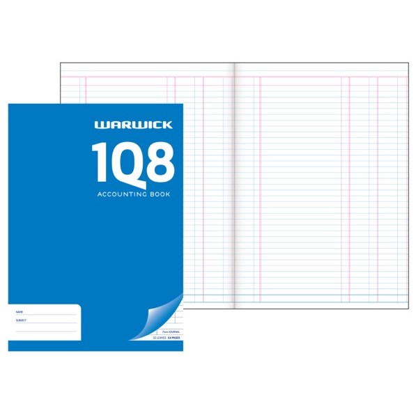 Warwick 1Q8 School Accounting Exercise Book 32 Leaves OfficeMax NZ
