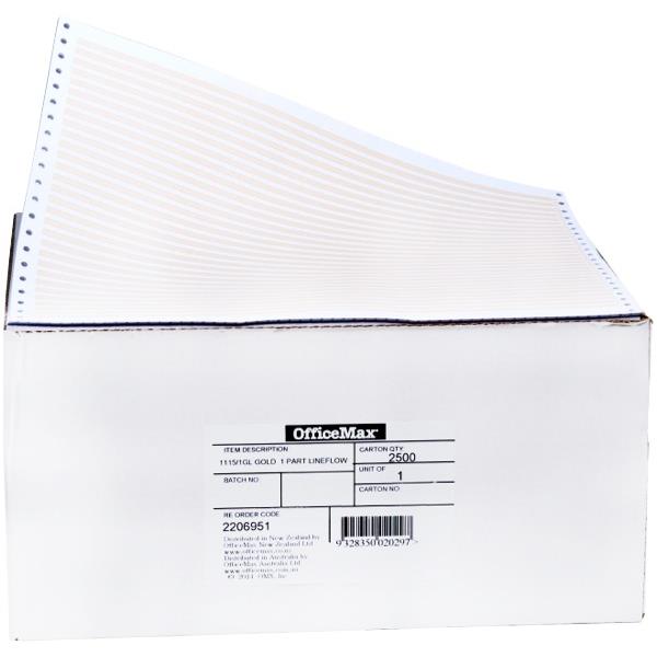OfficeMax 60gsm 1 Part Ruled Gold Lineflow Paper, Carton of 2500