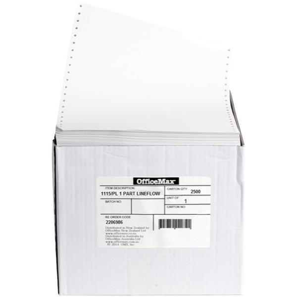 OfficeMax 1115/1PL 60gsm 1 Part Plain Lineflow Paper, Carton of 2500