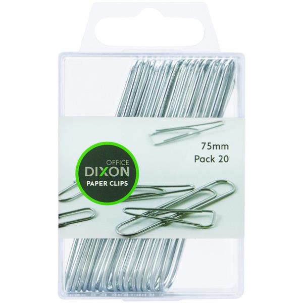 Dixon Round Paper Clips 75mm Chrome, Pack of 20 OfficeMax NZ
