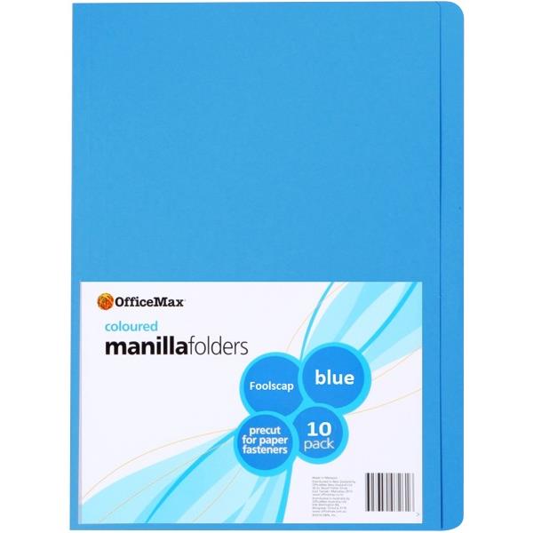 OfficeMax Manilla Folders Foolscap Blue, Pack of 10 OfficeMax NZ