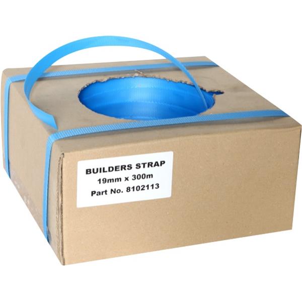 Builders Plastic Hand Strapping in a Dispenser Box 19mm x 300m Blue