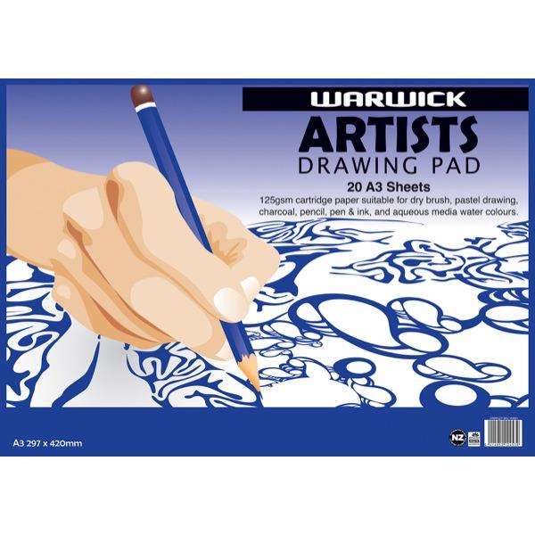 Warwick A3 125gsm Artists Drawing Pad 20 Leaves OfficeMax NZ