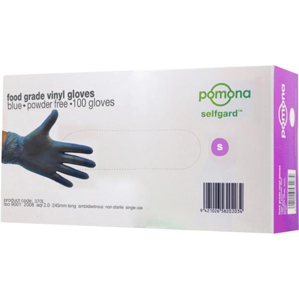 Selfgard Vinyl Disposable Gloves Powder Free Small Blue, Pack of 100