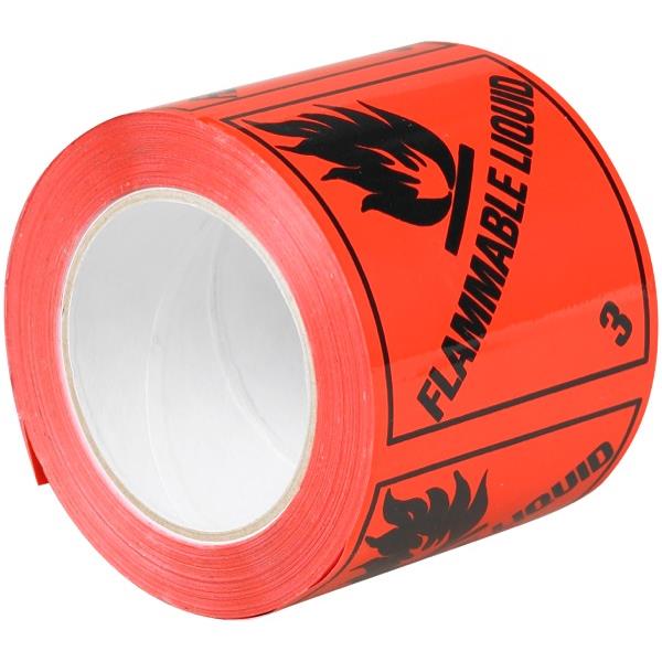 RIPA Shipping Label Flammable Liquid 3 96x100mm Black on Red, Roll of