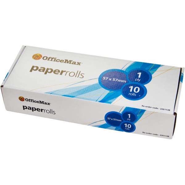 OfficeMax C101 Cash Register Paper Rolls 1 Ply 57x57mm, Box of 10