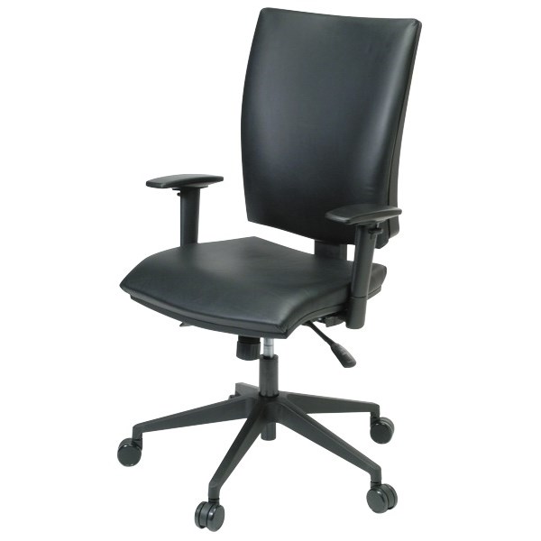 Edge Chair High Back Synchron Black Leather OfficeMax NZ
