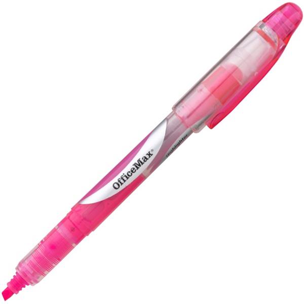 2276992 OfficeMax Pink Pen Style Highlighter Chisel Tip