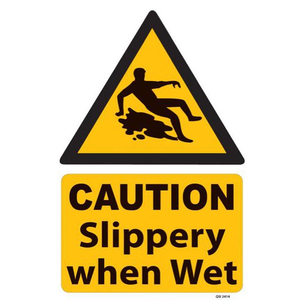 Caution Slippery When Wet Safety Sign 450x300mm OfficeMax NZ