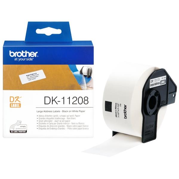 Brother Address Labels DK11208 38x90mm White, Roll of 400 OfficeMax NZ