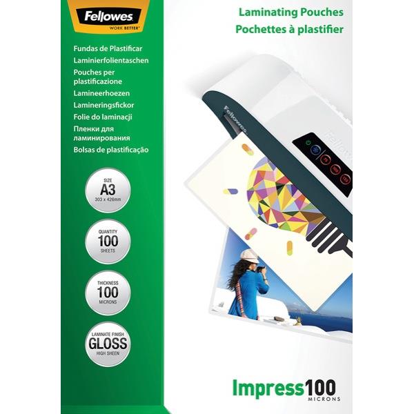 Fellowes A3 Laminating Pouches Gloss 100 Micron, Pack of 100 OfficeMax NZ