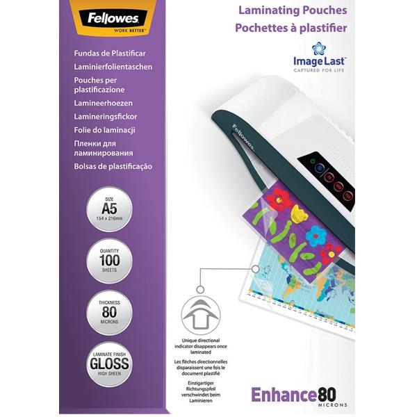 Fellowes A5 Laminating Pouches Gloss 80 Micron, Pack of 100 OfficeMax NZ