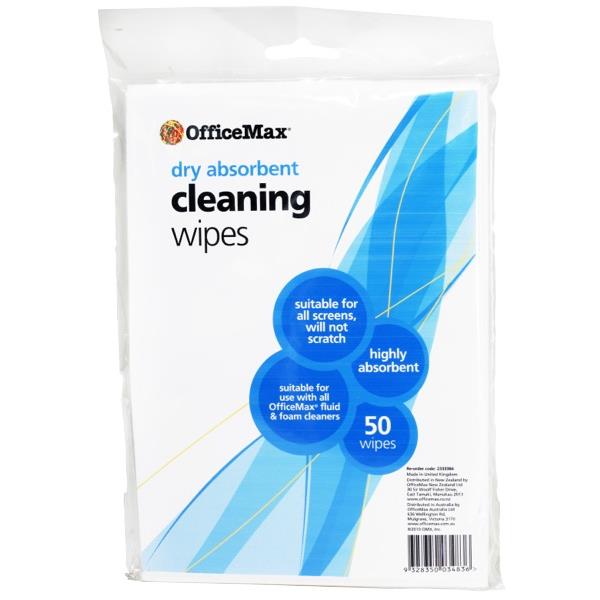 OfficeMax Dry Absorbent Cleaning Wipes Lint Free, Pack of 50 OfficeMax NZ
