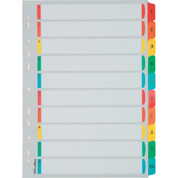 OfficeMax Index Dividers 10 Tab 110 Reinforced A4 Coloured OfficeMax NZ