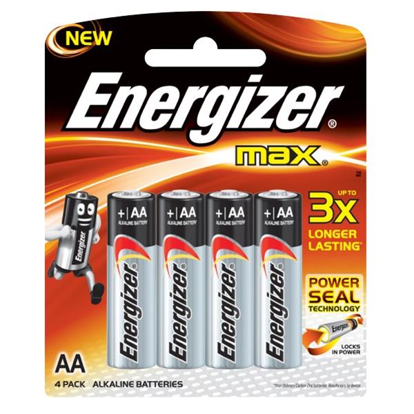 Energizer Max AA Alkaline Batteries, Pack of 4 OfficeMax NZ