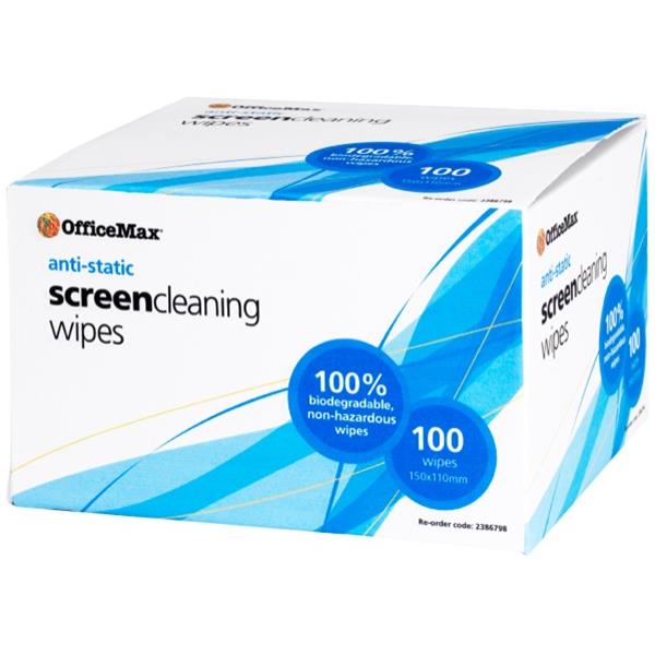 OfficeMax AntiStatic Screen Cleaning Wipes, Pack of 100 OfficeMax NZ