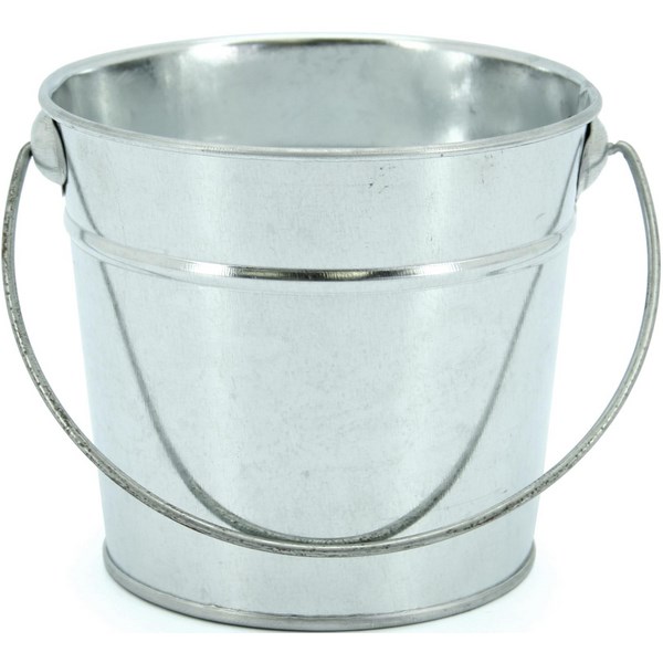 Round Tin Bucket With Handle Silver OfficeMax NZ