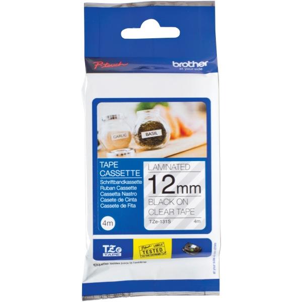 Brother TZE131S PTouch Labelling Tape 12mm Black on Clear OfficeMax NZ