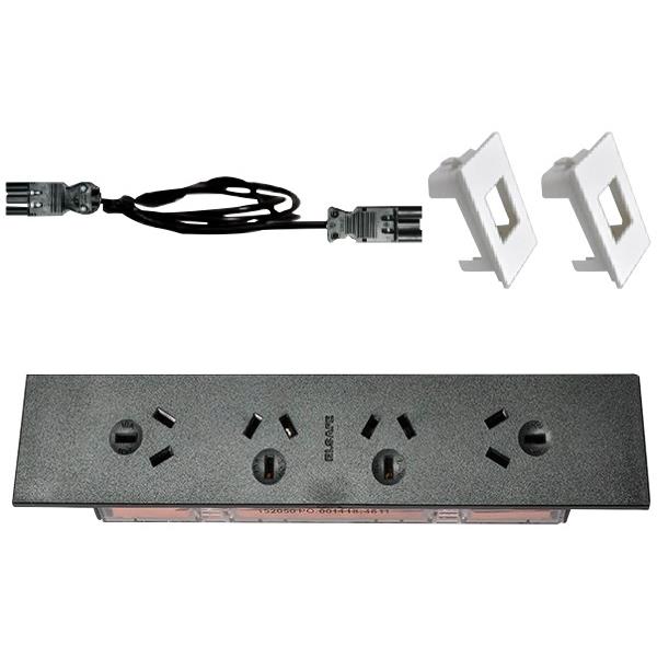 Elsafe Qikfit Powerboard Desk Accessory AddOn Pack Black OfficeMax NZ