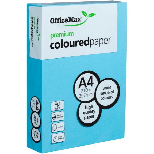 OfficeMax A4 80gsm Bouncy Blue Premium Colour Copy Paper, Pack of 500