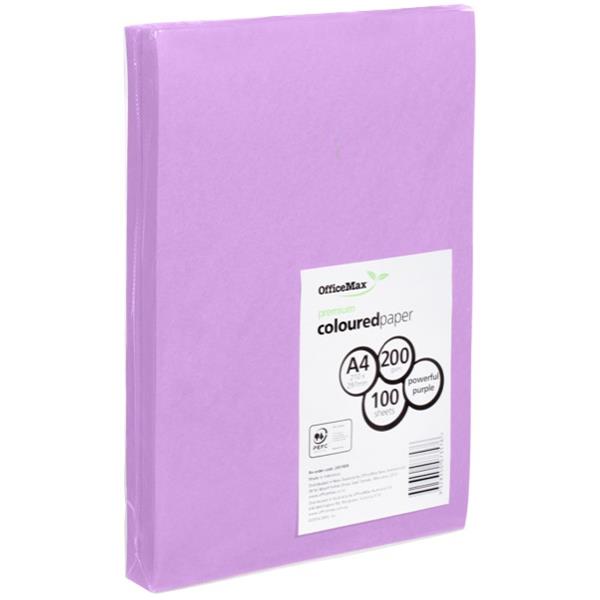 OfficeMax A4 200gsm Powerful Purple Premium Colour Card, Pack of 100 OfficeMax NZ