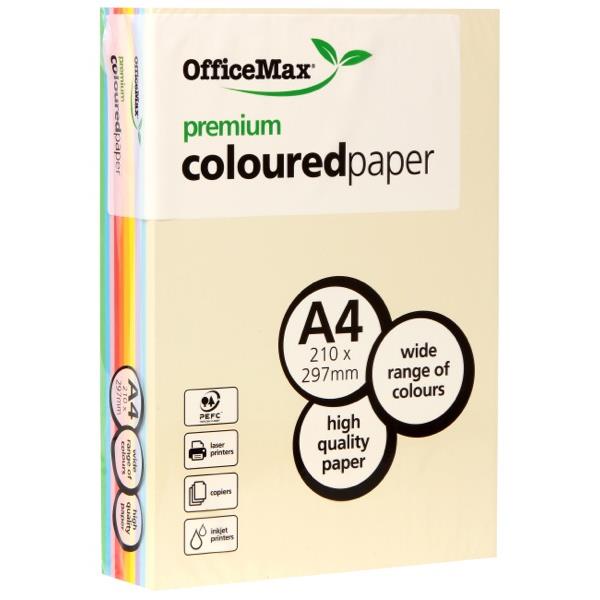 OfficeMax A4 160gsm 10 Assorted Colours Premium Copy Paper, Pack of 250