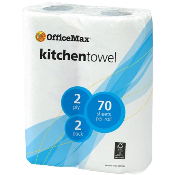 OfficeMax Kitchen Paper Towel 2 Ply, Pack of 2 Rolls 70 sheets