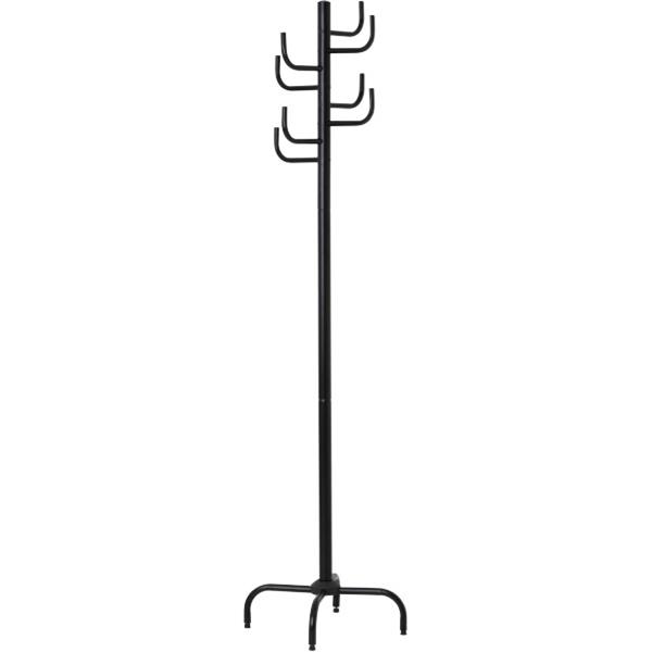 OfficeMax Metal Coat Stand 8 Hooks with Leveling Glides Black