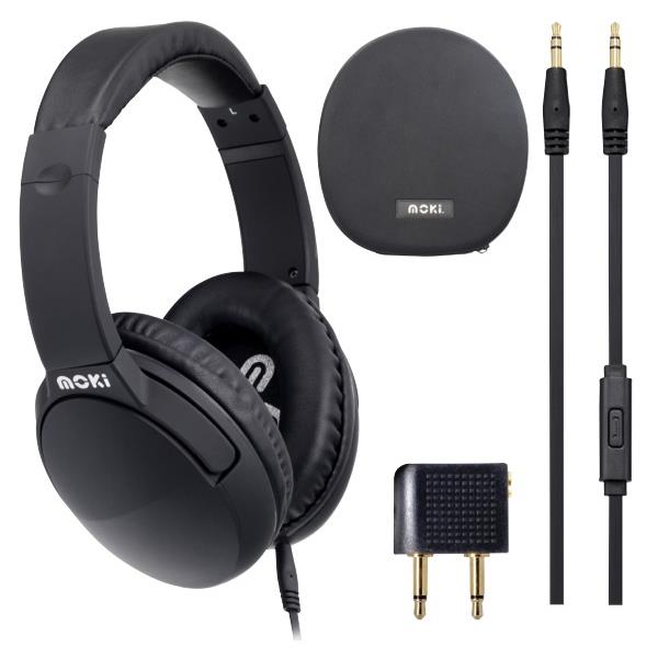 Moki Noise Cancellation Headphones Black OfficeMax NZ
