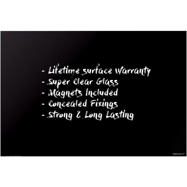 Boyd Visuals Glass Writing Board Black 1200 x 1800mm OfficeMax NZ